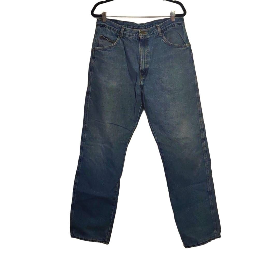 Wrangler Rugged Wear Men's Heavy Denim Red Flannel Lined 36x32